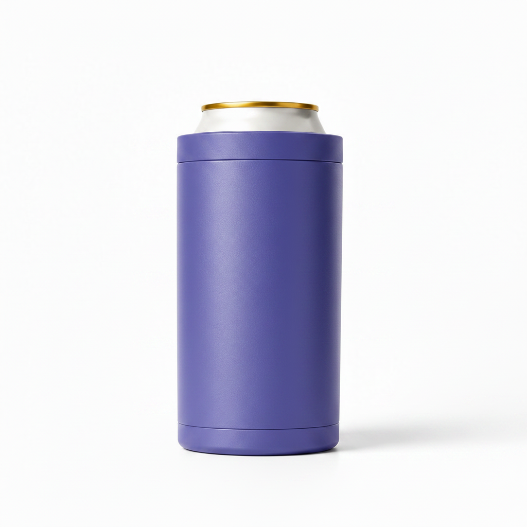 Premium 4-in-1 Can and Bottle Cooler in Violet on white background