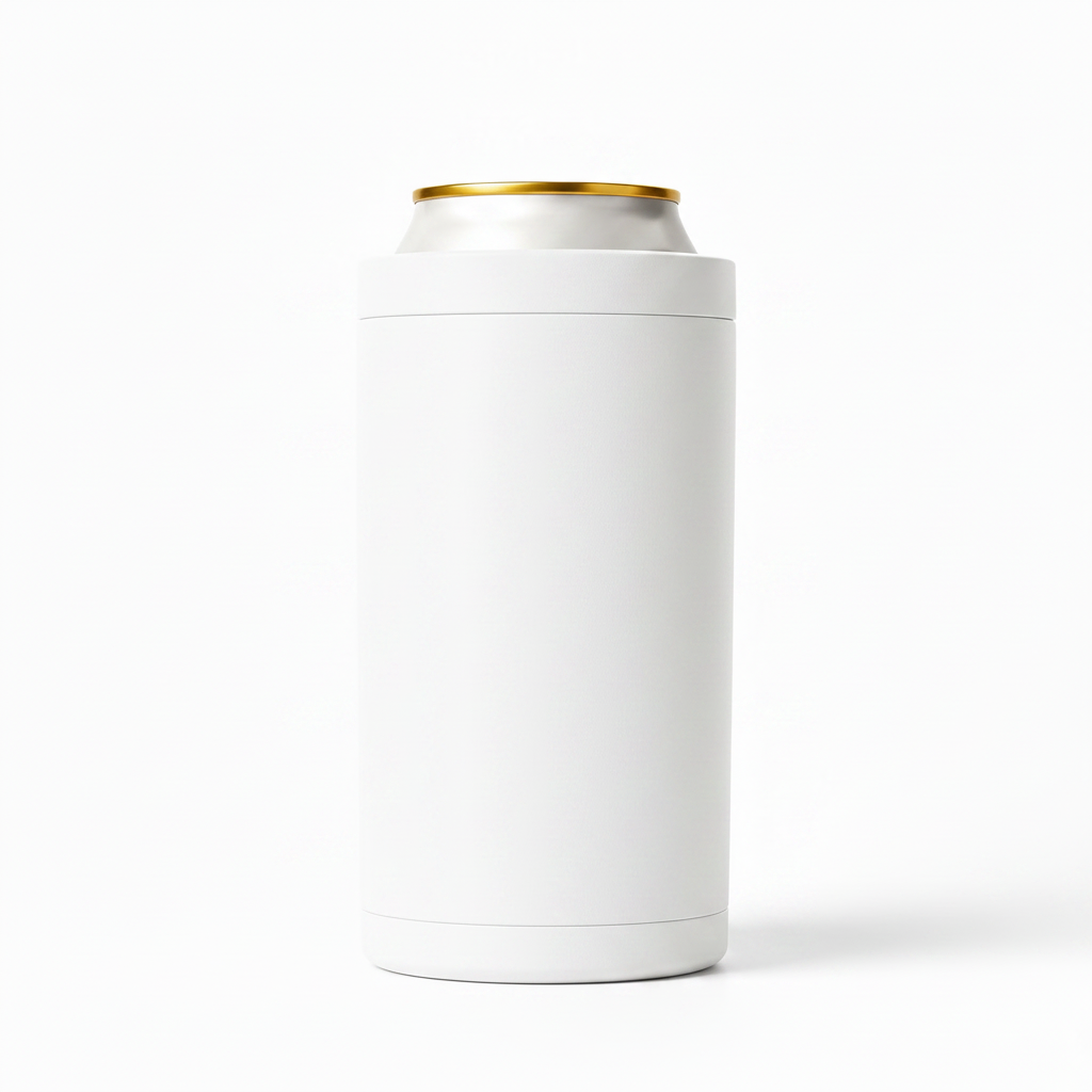 Premium 4-in-1 Can and Bottle Cooler in White on white background